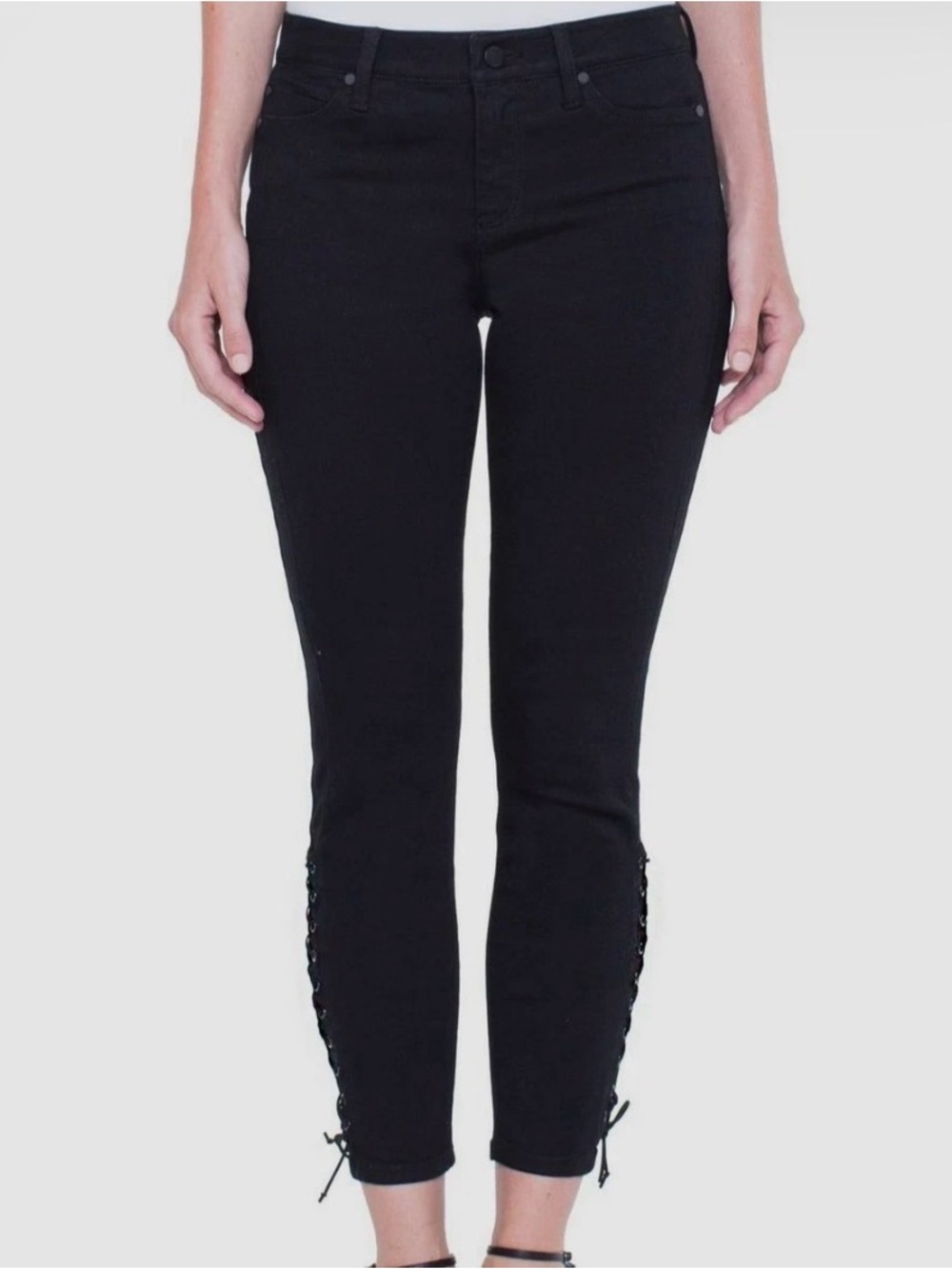 Liverpool Black Lace-Up crop Jeans